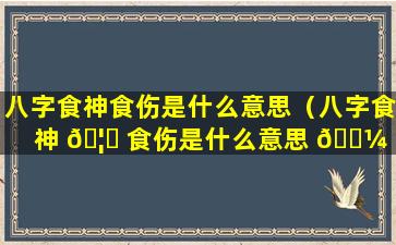 八字食神食伤是什么意思（八字食神 🦟 食伤是什么意思 🐼 啊）